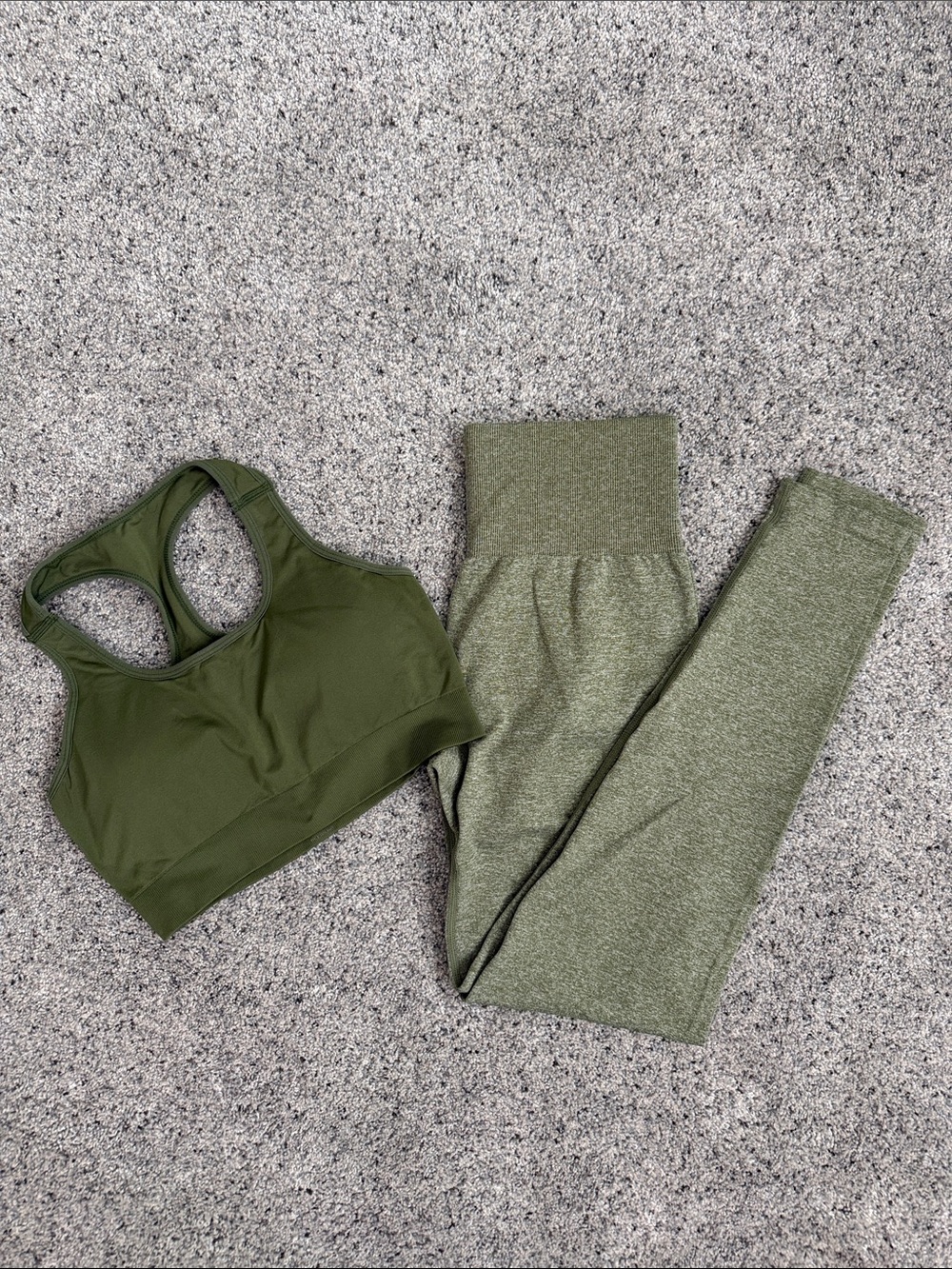 NVGTN Olive Green Seamless Sports Bra and Leggings Set